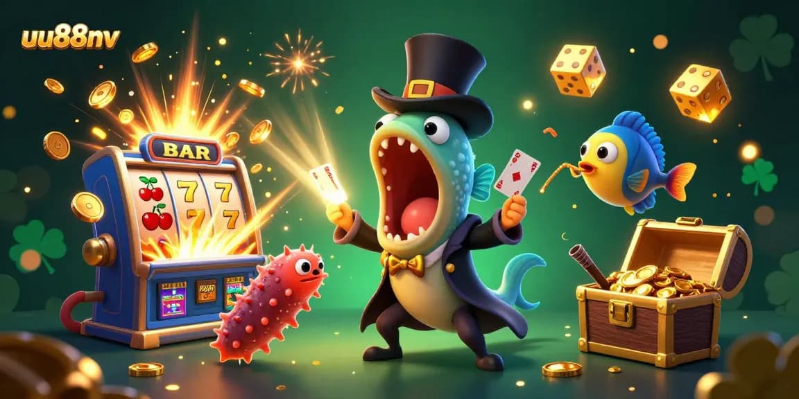 Experience thrilling games at uu88nv with a vibrant 3D casino scene showcasing exciting slot elements.