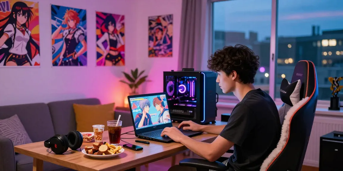 Engaging gaming scene featuring an ecchi game player in a vibrant setting.