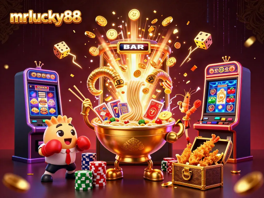 Engage with mrlucky88 in a vibrant casino scene filled with dynamic characters and exciting game elements.