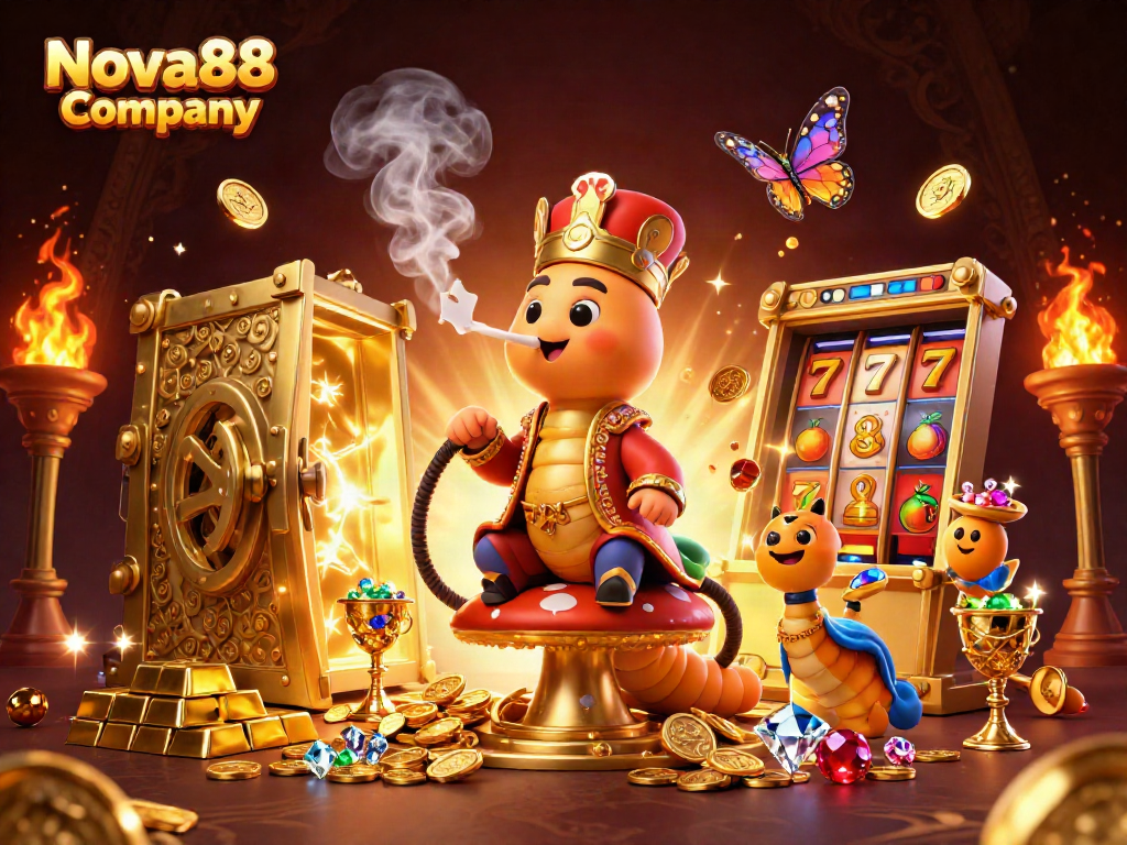 Experience the excitement with Nova88 Company featuring a vibrant casino scene and thematic gaming elements.