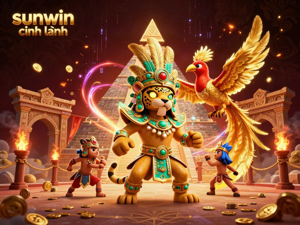 Experience the excitement of sunwin chính hãng with vibrant Mayan-themed casino elements and characters.
