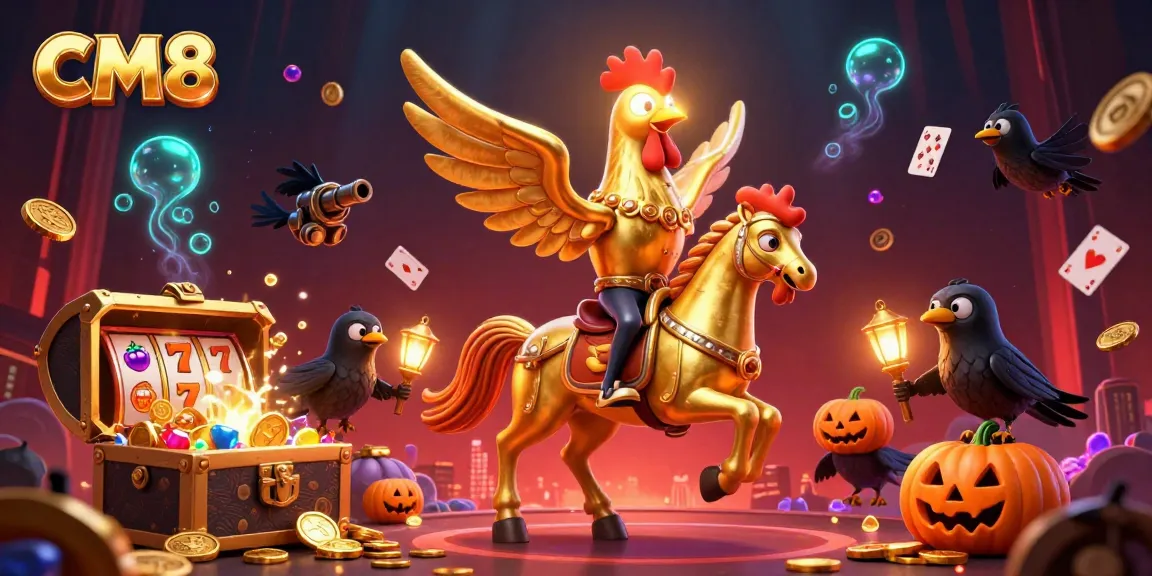 Experience the excitement of CM8 with vibrant slots and dynamic casino elements in an engaging scene.