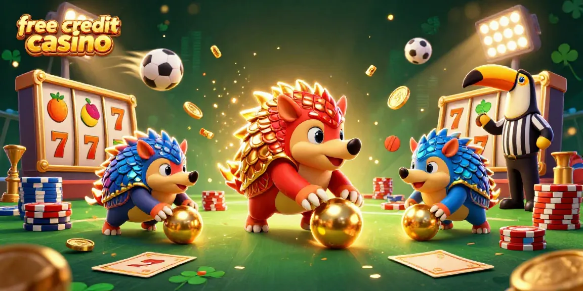 Experience free credit casino action with rival pangolins amidst exciting slot game elements.