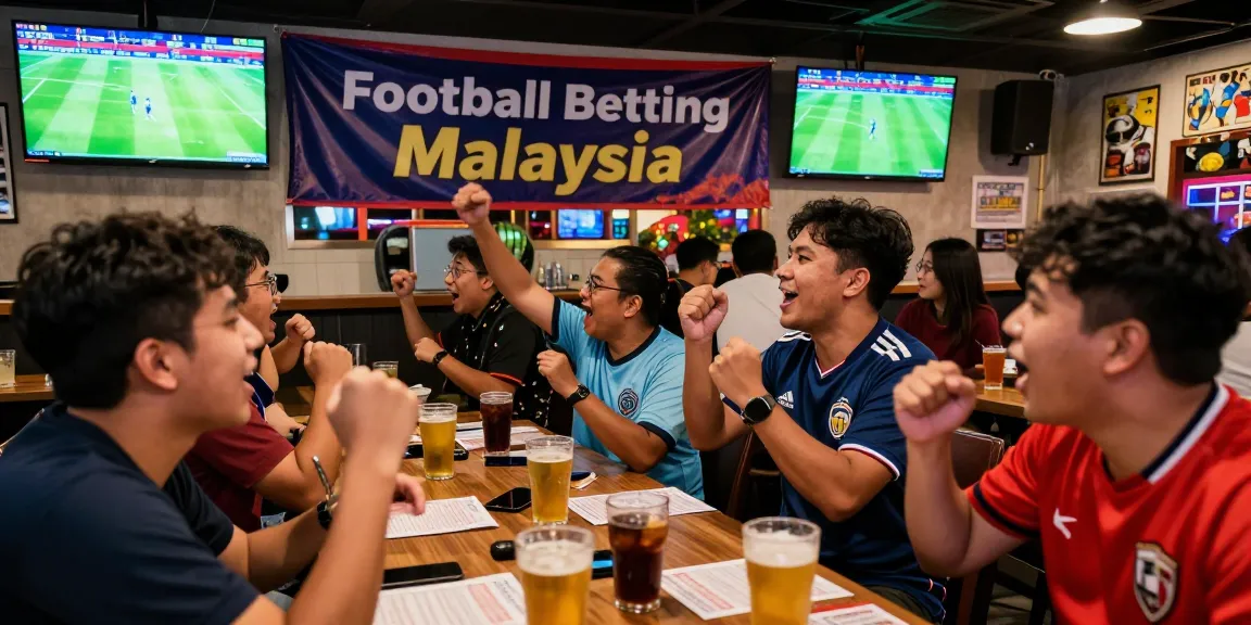 Exciting atmosphere of Football Betting Malaysia in a sports bar with fans cheering during live matches.